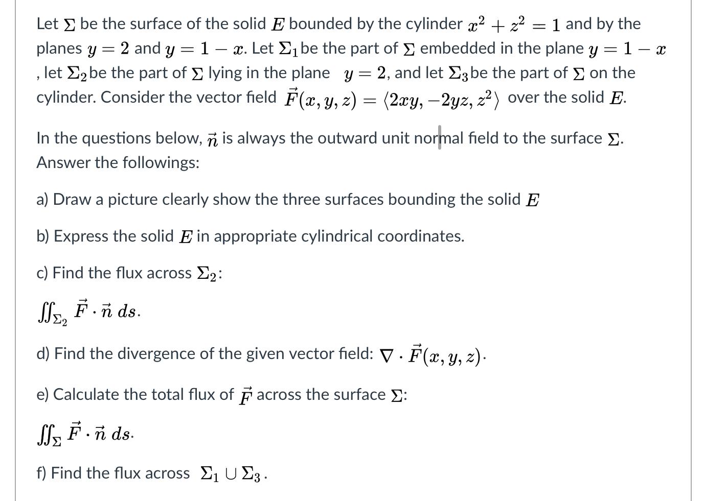 Solved Let I Be The Surface Of The Solid E Bounded By The Chegg Com