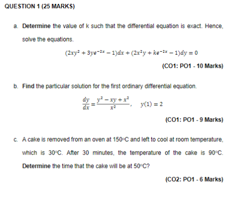 Solved QUESTION 1 (25 MARKS) a Determine the value of k such | Chegg.com