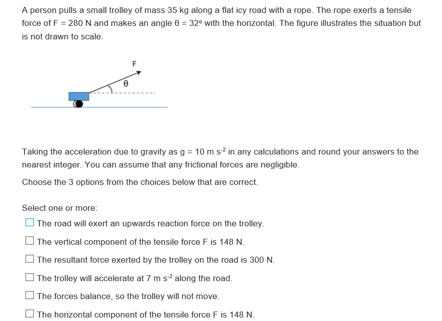 Solved A person pulls a small trolley of mass 35 kg along a | Chegg.com