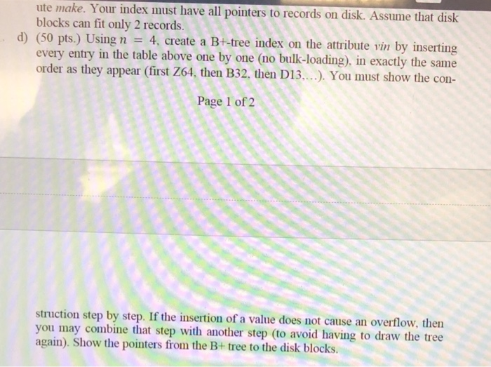 Solved Activity: (100 pts.) Consider the following table: | Chegg.com