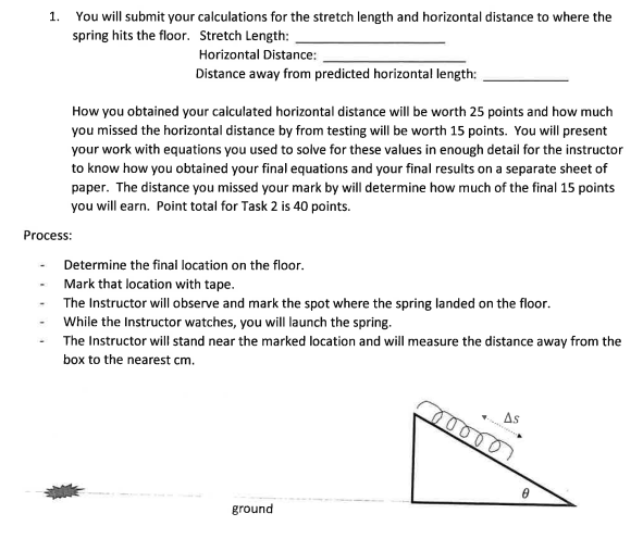 Spring Launch Distance Equation Solved You will submit your calculations for the stretch | Chegg.com