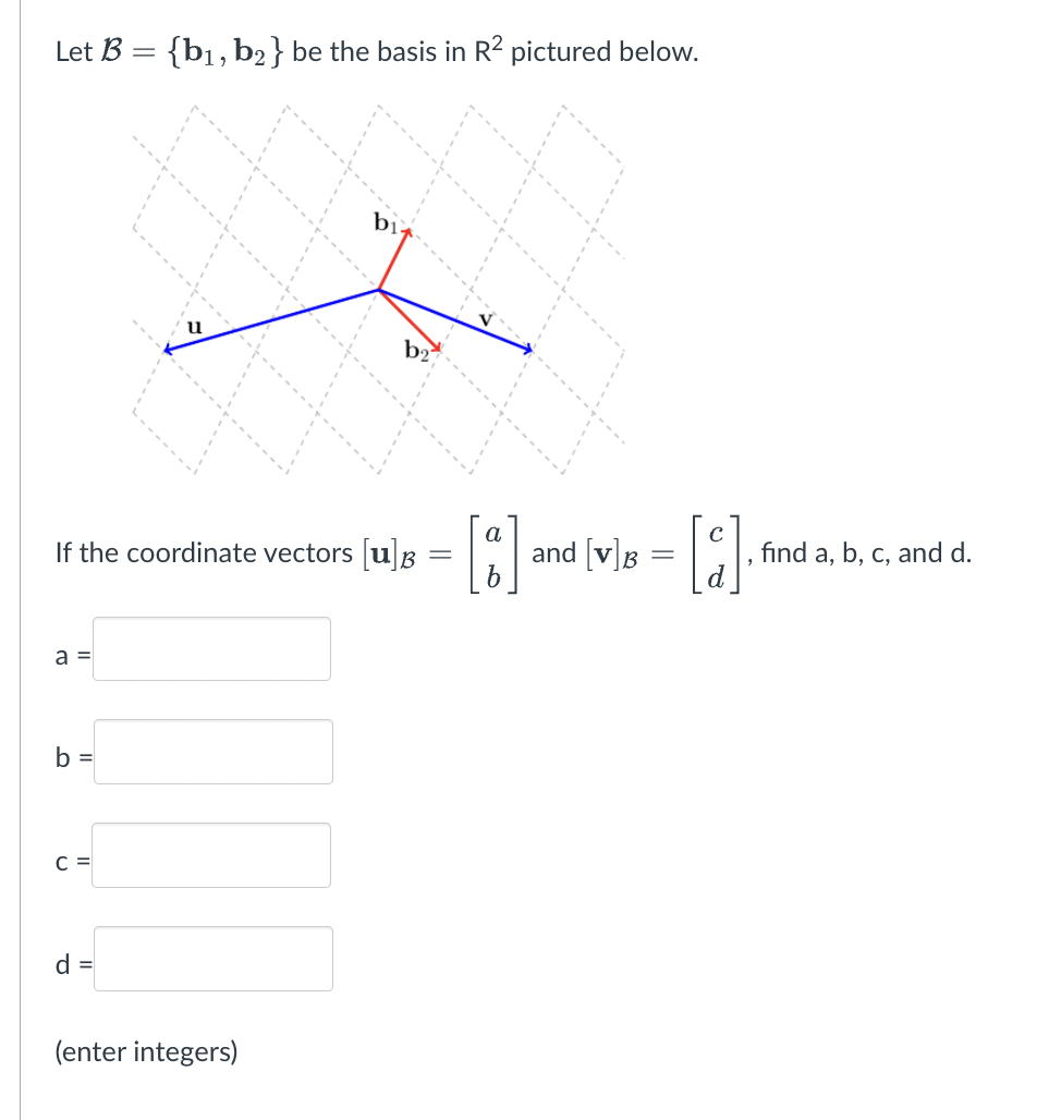 Solved Let B={b1,b2} Be The Basis In R2 Pictured Below. If | Chegg.com