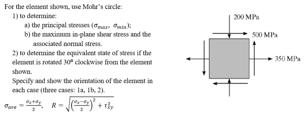 Solved 200 MPa 500 MPa For the element shown, use Mohr's | Chegg.com