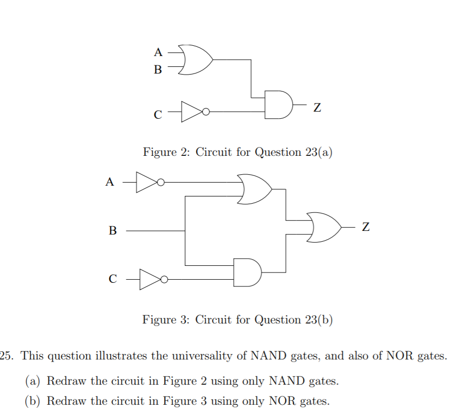 Solved ca De Figure 2: Circuit for Question 23(a) A Da Z c | Chegg.com