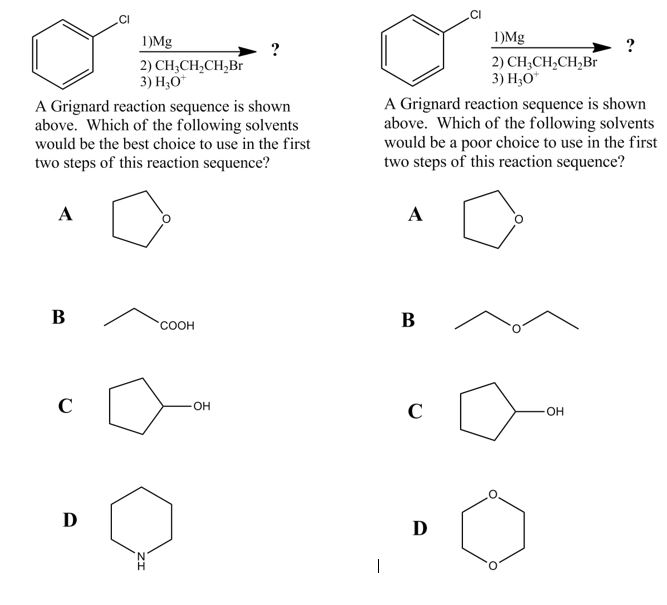 Solved A Gringnard reaction sequence is shown above. Which | Chegg.com