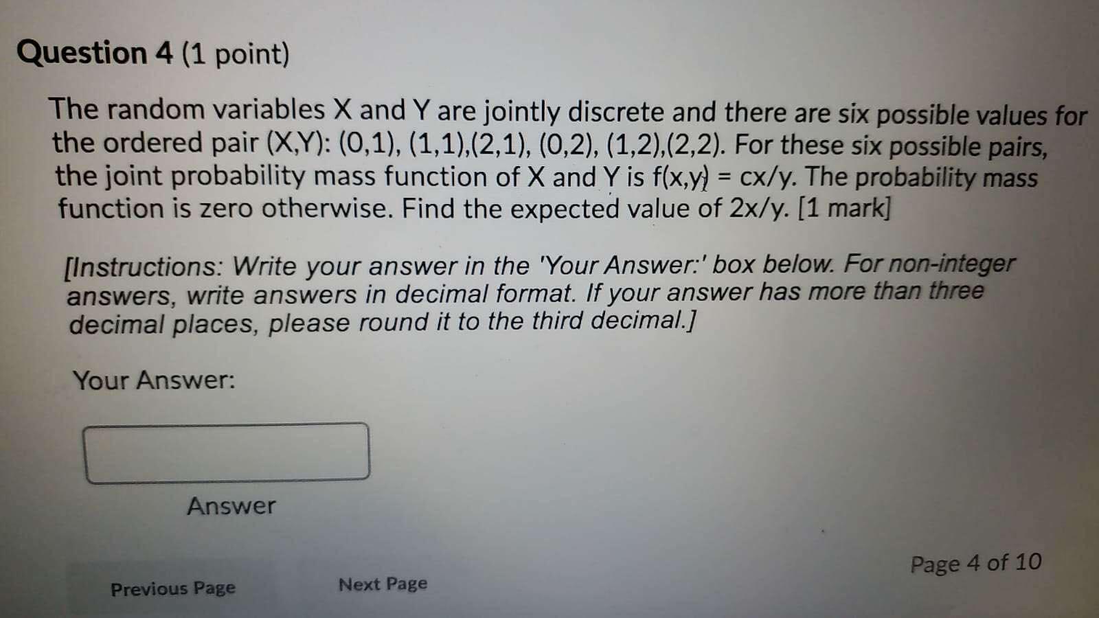 Solved Question 4 (1 point) The random variables X and Y are | Chegg.com