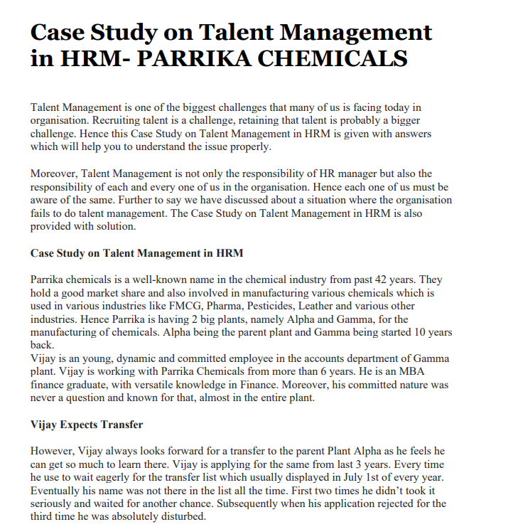 case study on talent management