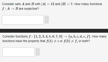 Solved Consider Sets A And B With ∣A∣=12 And ∣B∣=7. How Many | Chegg.com