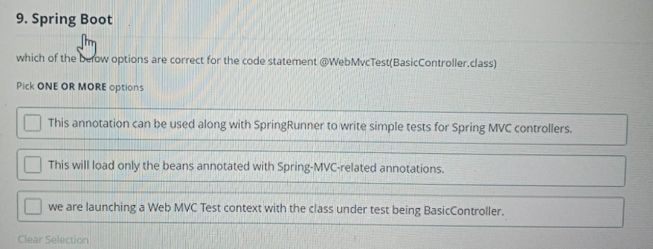 Solved Spring Bootwhich of the Below options are correct for | Chegg.com