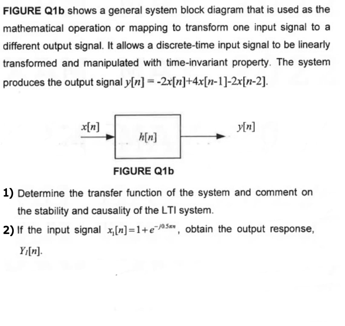 Solved FIGURE Q1b shows a general system block diagram that | Chegg.com