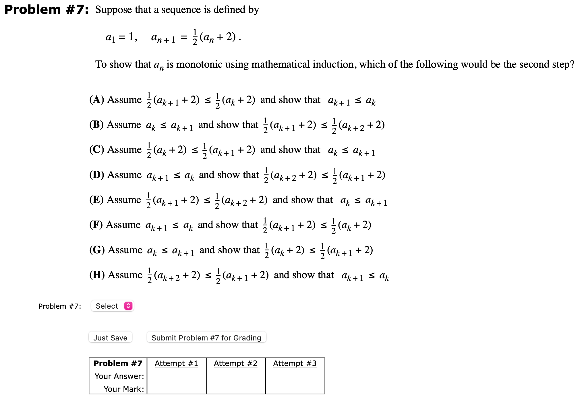 Solved Problem \#7: Suppose That A Sequence Is Defined By | Chegg.com