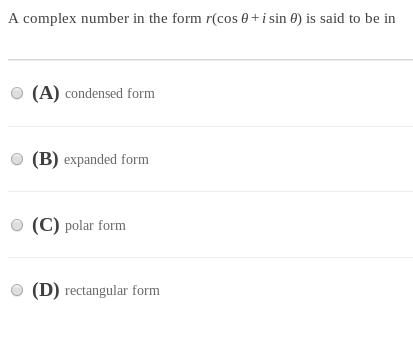 Solved A complex number in the form r(cos θ+ i sin θ) is | Chegg.com
