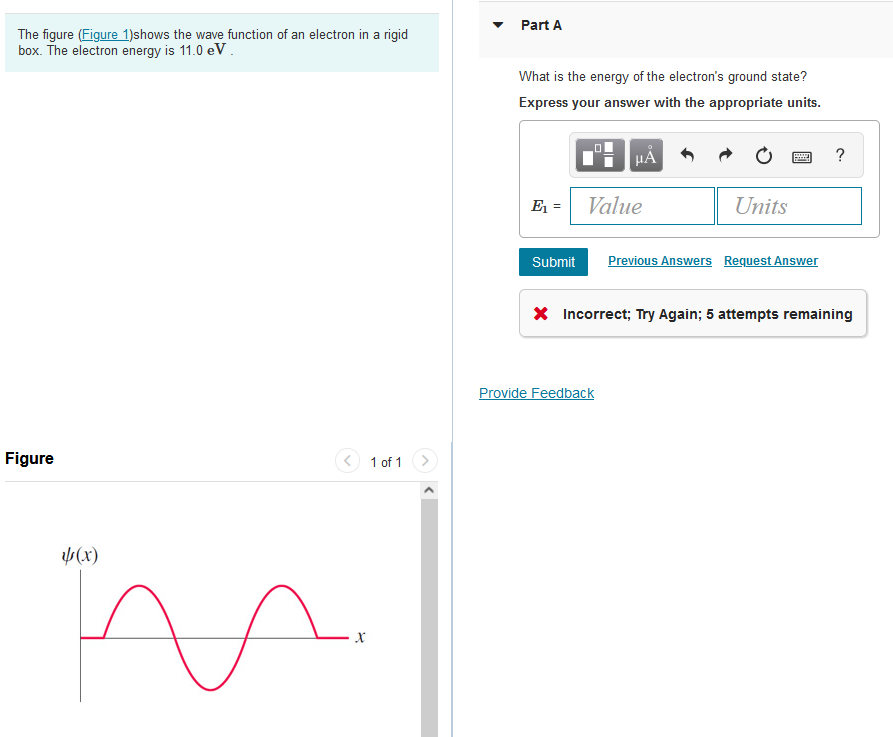 Solved The figure (Figure 1)shows the wave function of an | Chegg.com