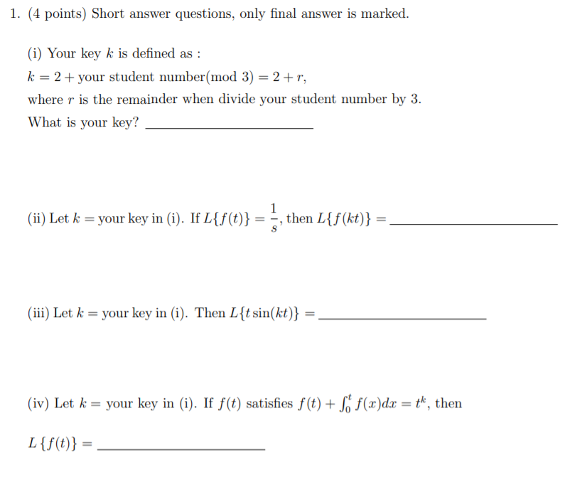 Solved 1 4 Points Short Answer Questions Only Final A Chegg Com