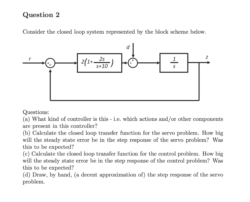 Solved Consider the closed loop system represented by the | Chegg.com