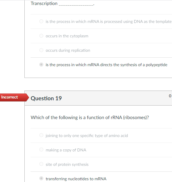 Solved Transcription is the process in which mRNA is | Chegg.com