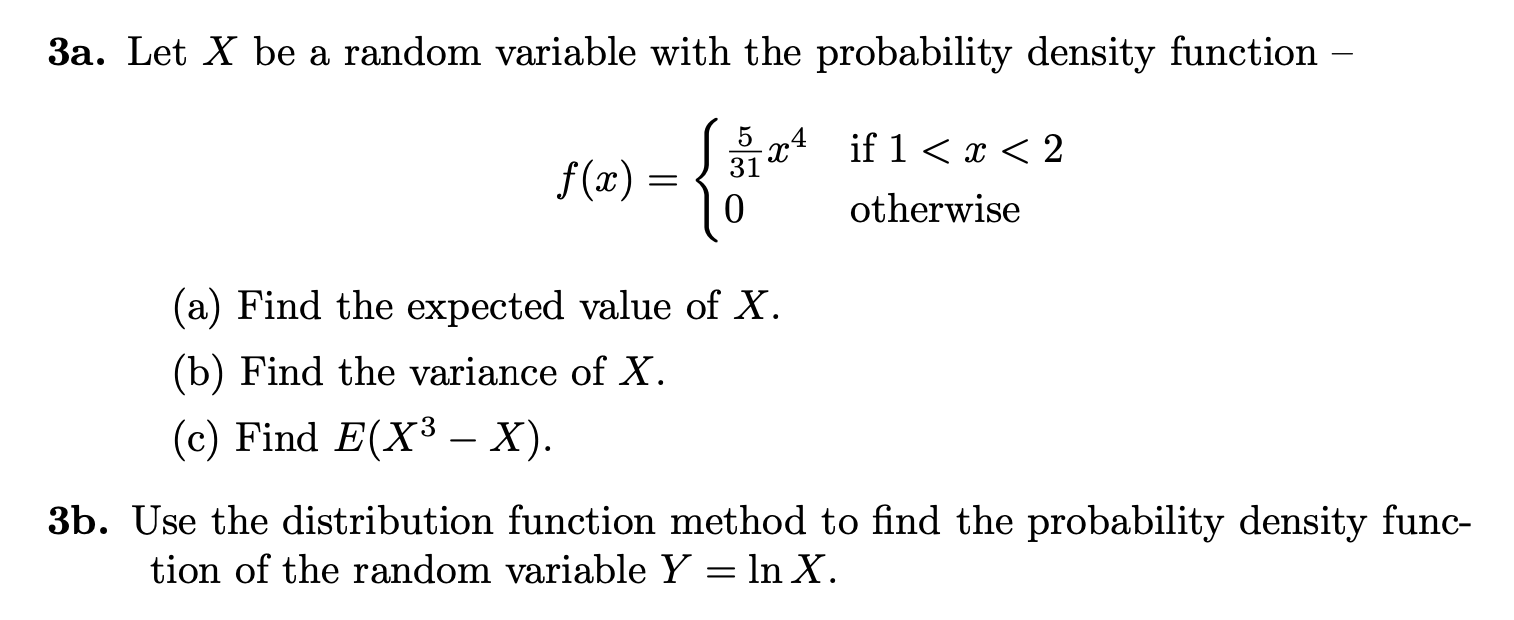 Solved 3a. Let X be a random variable with the probability | Chegg.com