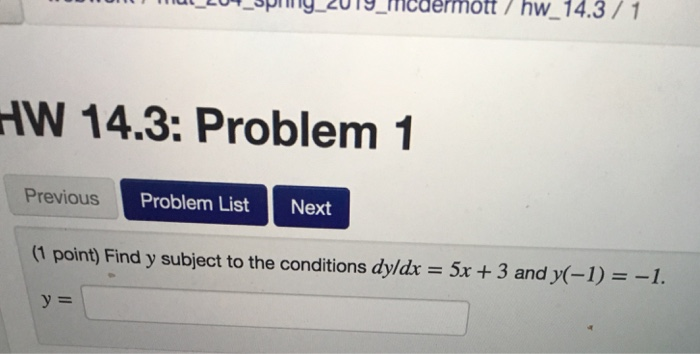 Solved HW 14.3: Problem 1 Problem List Next Previous (1 | Chegg.com