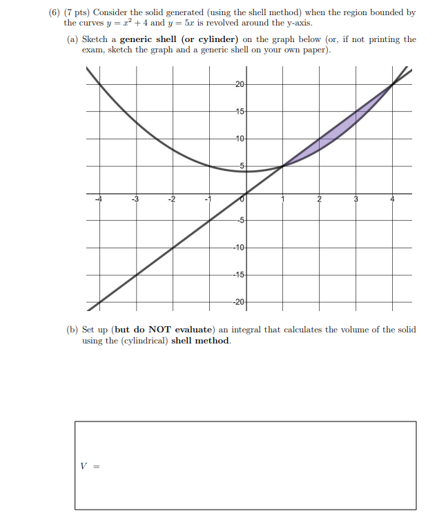 Solved (6) (7 pts) Consider the solid generated (using the | Chegg.com