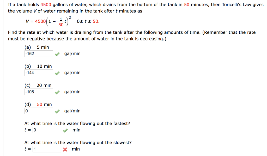 Solved If a tank holds 4500 gallons of water, which drains