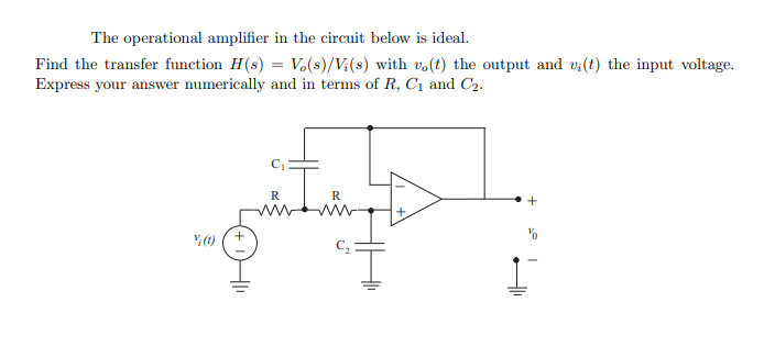 Solved The Operational Amplifier In The Circuit Below Is | Chegg.com