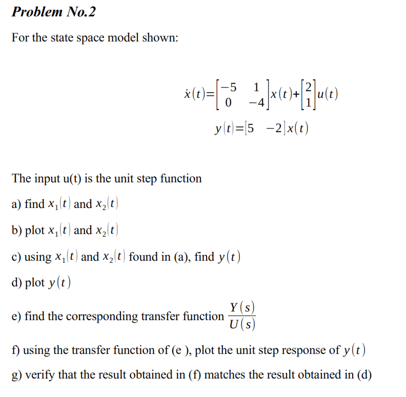 Solved For the state space model shown: | Chegg.com