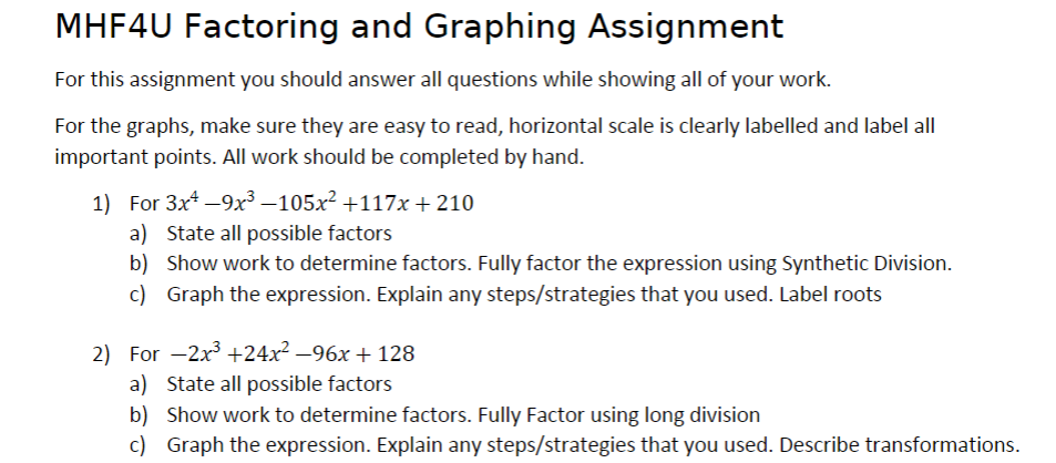 factoring assignment answers