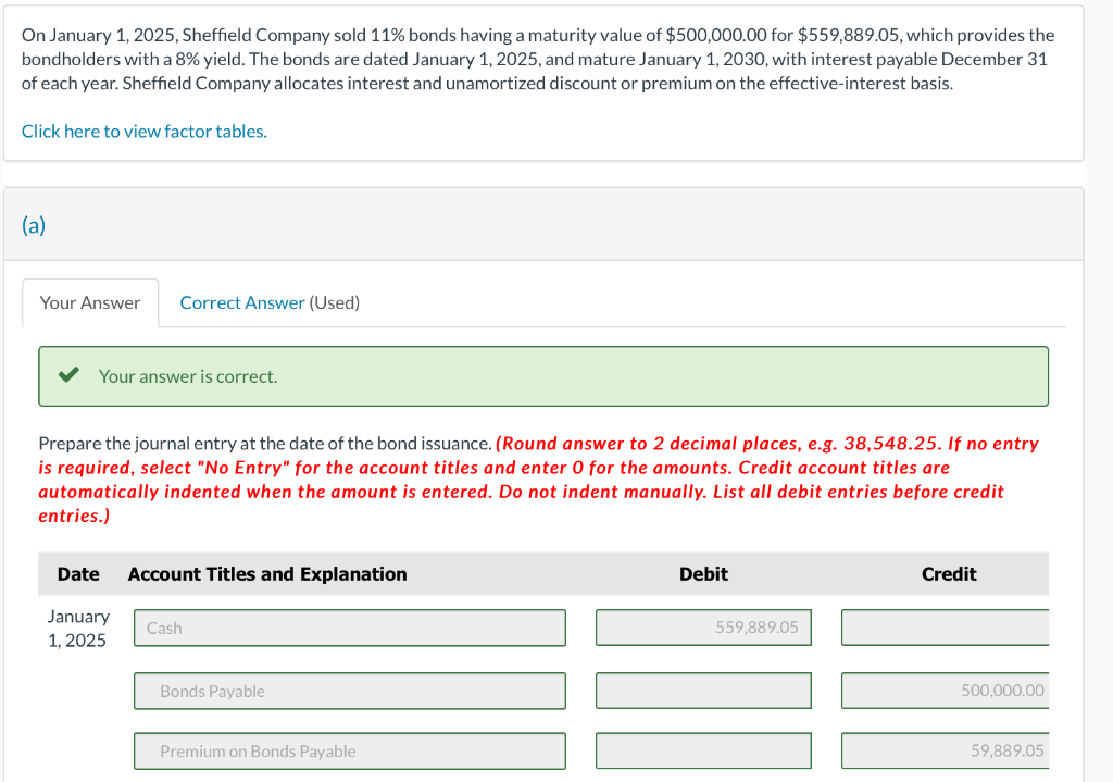 Solved On January 1, 2025, Sheffield Company sold 11 bonds