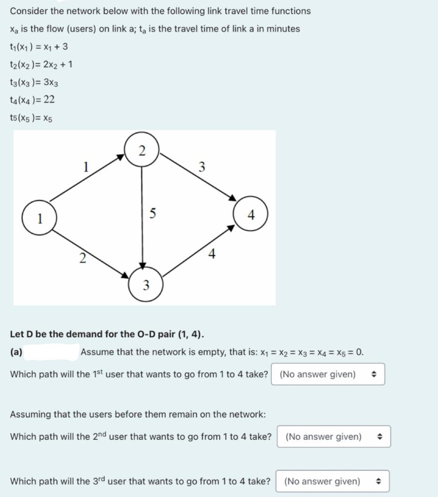 Solved Consider the network below with the following link | Chegg.com