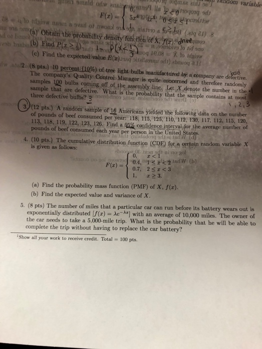 Solved Tandom variable y Obl he probabilty deisity fanction | Chegg.com