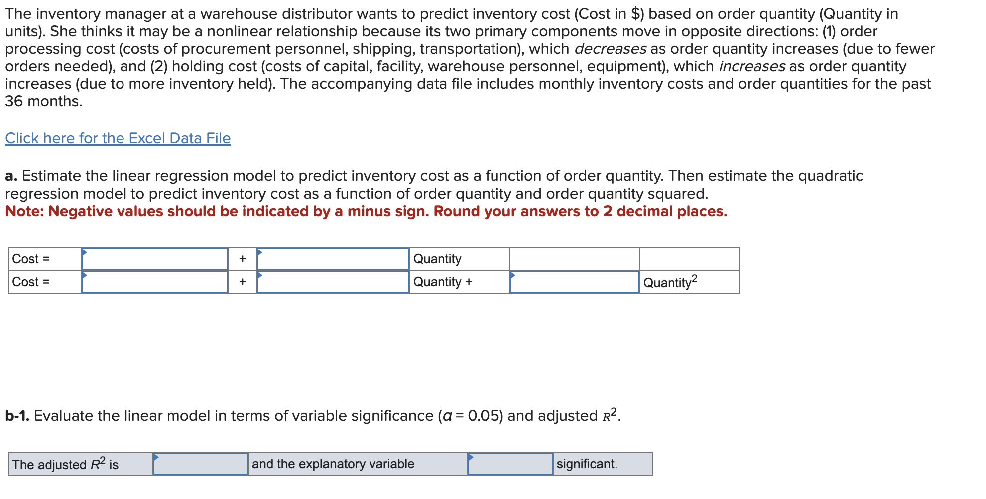 Solved The inventory manager at a warehouse distributor | Chegg.com