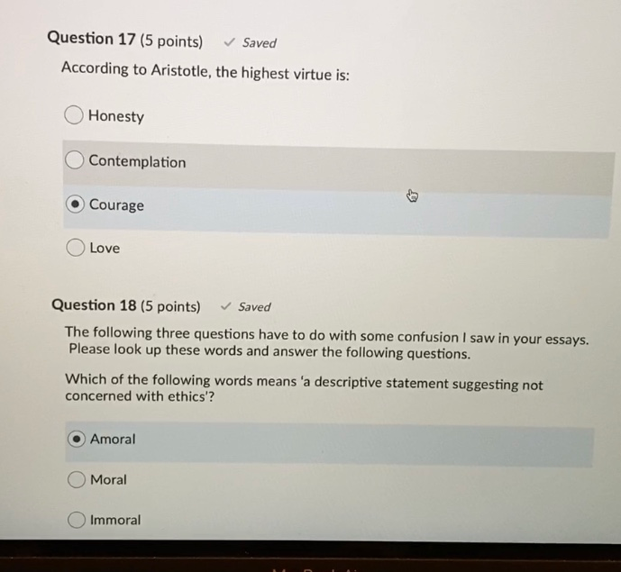 Solved Question 1 (5 Points) Saved A Major Difference | Chegg.com