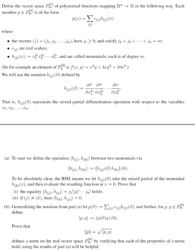 Define the vector space Pm of polynomial functions | Chegg.com