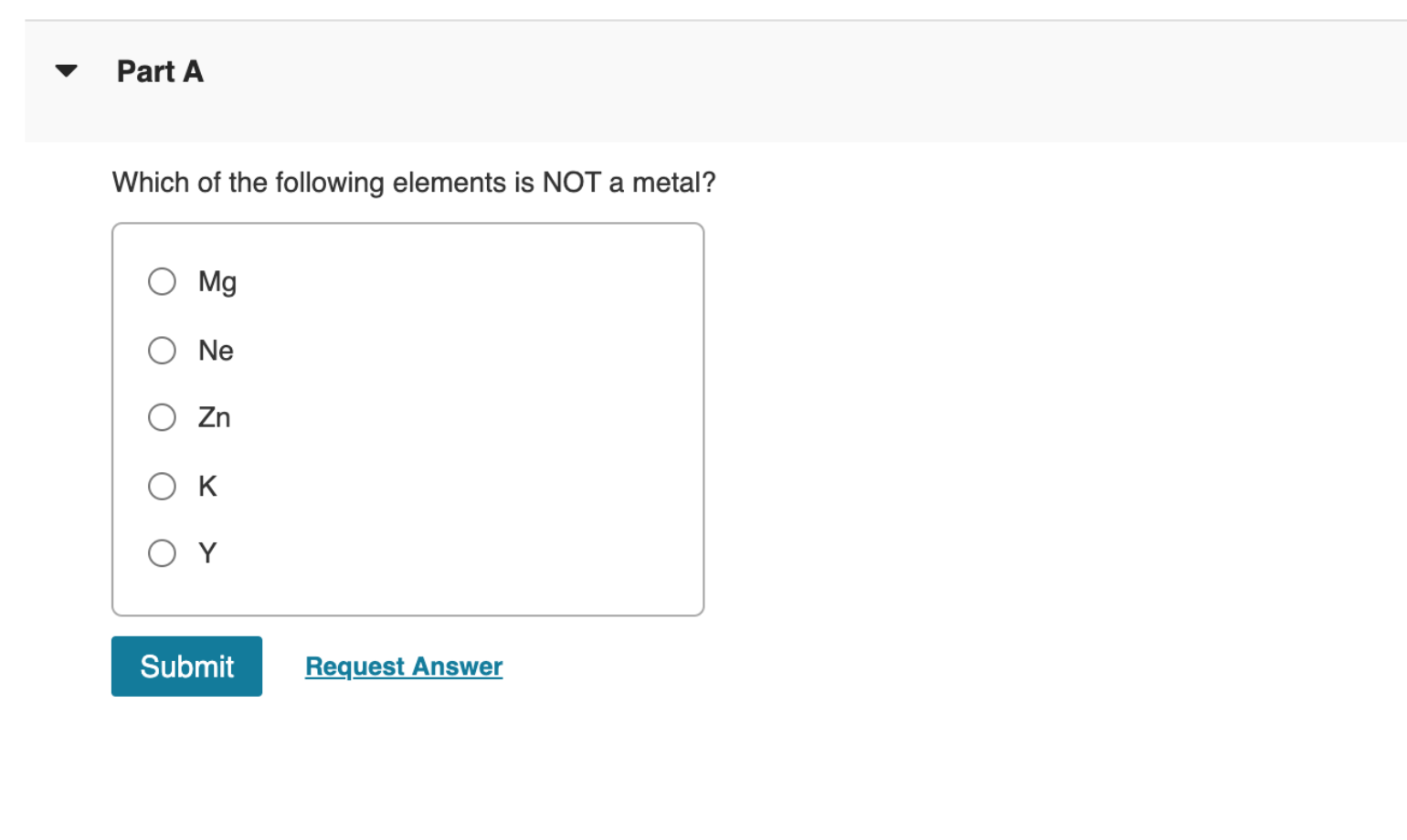 Solved Part A Which of the following elements is NOT a | Chegg.com