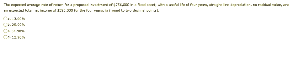 Solved: The Expected Average Rate Of Return For A Proposed... | Chegg.com