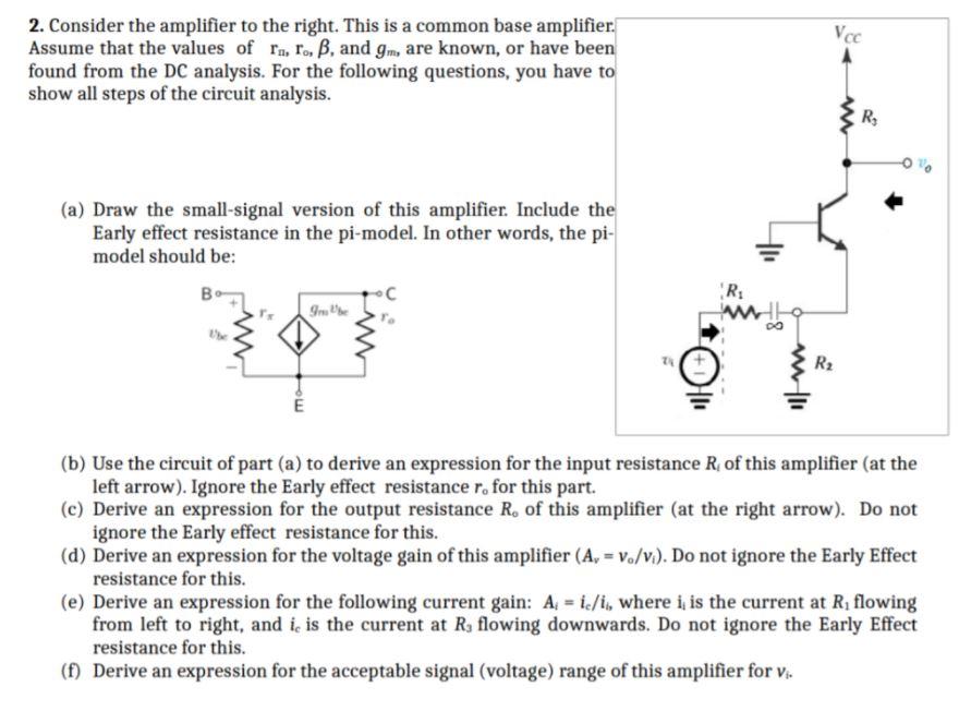 Solved V cc 2. Consider the amplifier to the right. This is | Chegg.com
