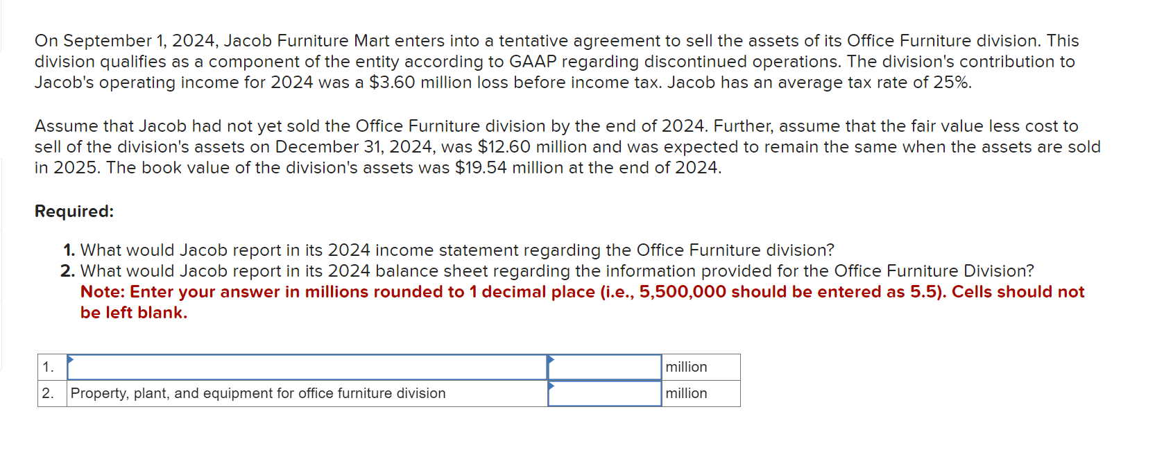 Solved On September 1, 2024, Jacob Furniture Mart enters