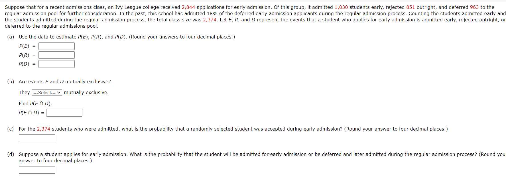 Solved Suppose that for a recent admissions class, an Ivy | Chegg.com