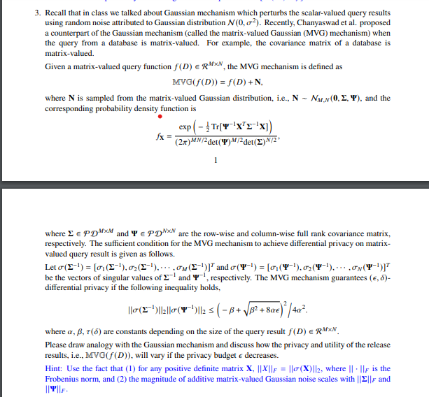3. Recall that in class we talked about Gaussian | Chegg.com