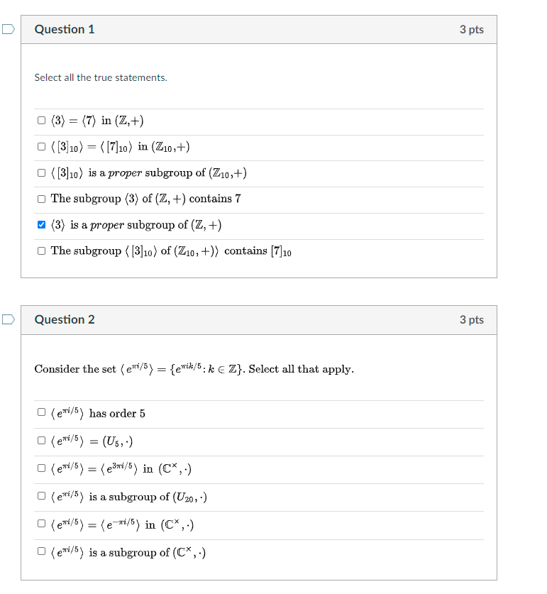 Solved D Question 1 3 pts Select all the true statements. | Chegg.com