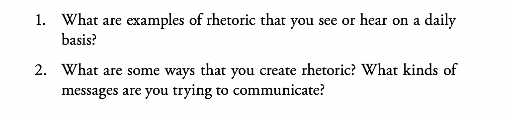 1. What are examples of rhetoric that you see or hear | Chegg.com