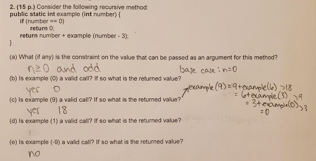 Solved Consider the following recursive method: public | Chegg.com