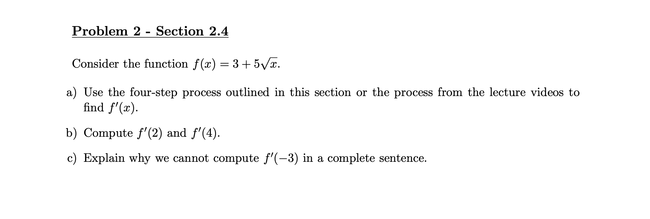 Solved Problem 2 - Section 2.4 Consider the function f(x) = | Chegg.com