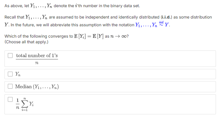 As above, let Y1,dots,Yn ﻿denote the i 'th number in | Chegg.com