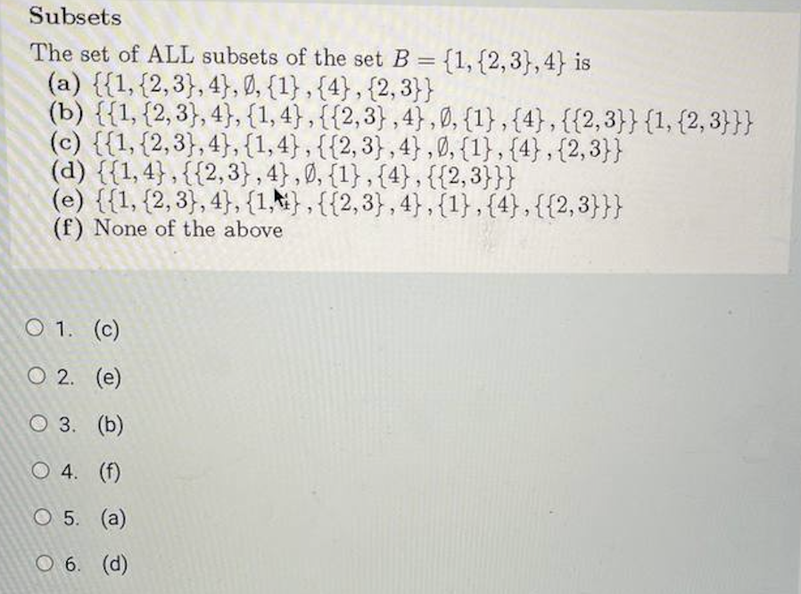 Solved Subsets The Set Of ALL Subsets Of The Set B = | Chegg.com