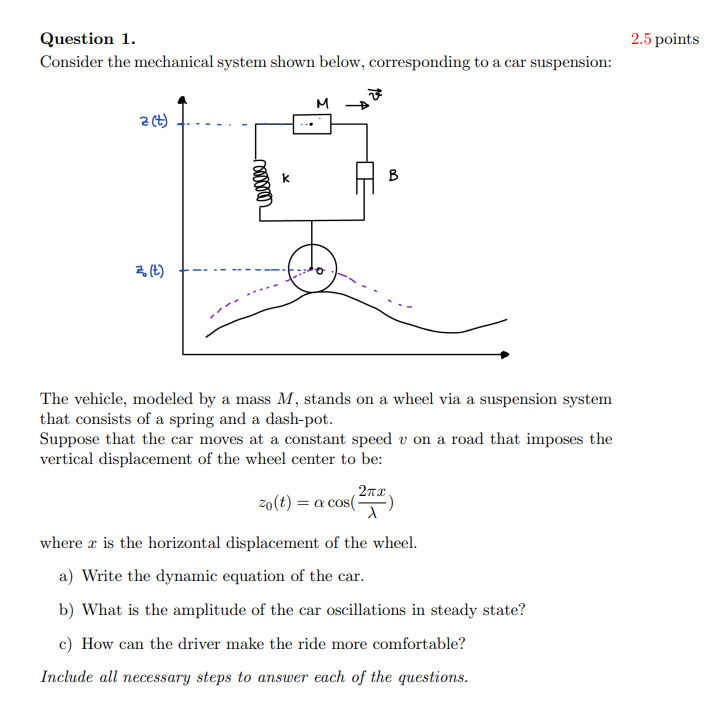 Solved Question 1. Consider the mechanical system shown | Chegg.com