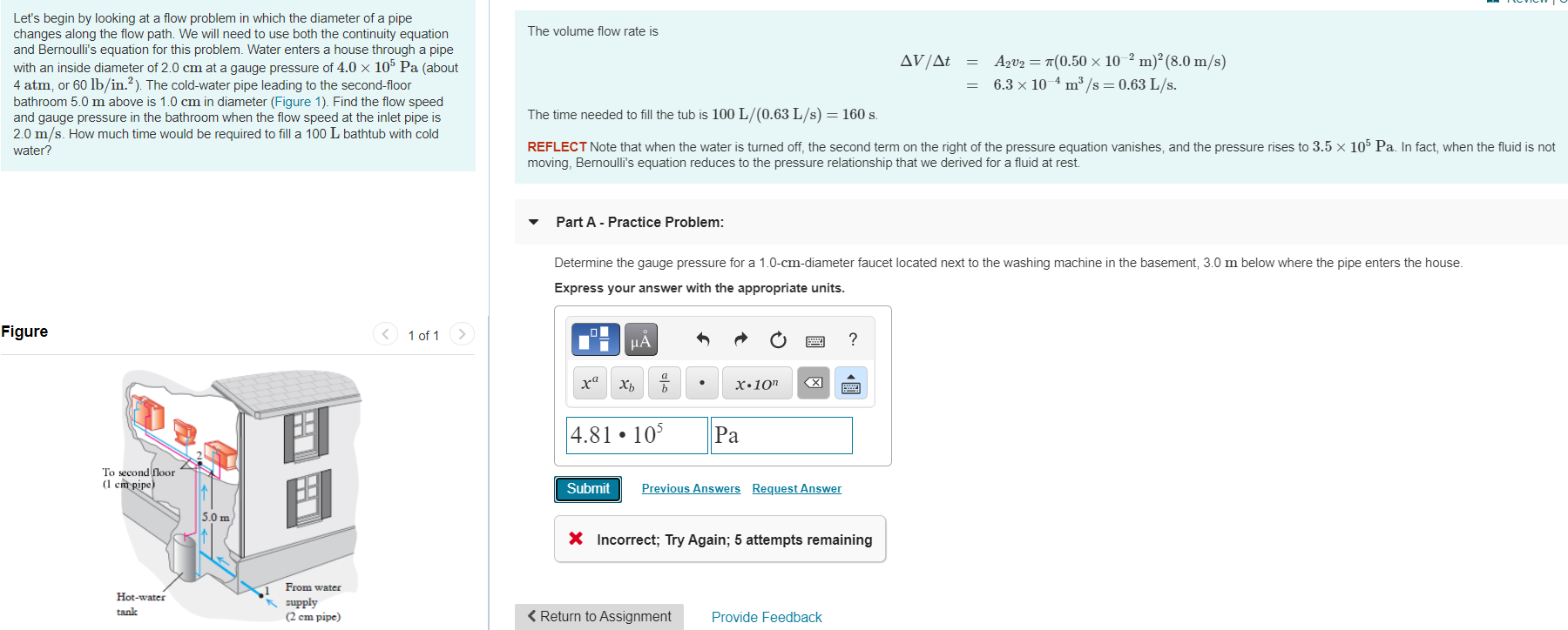 Solved The volume flow rate is = Let's begin by looking at a | Chegg.com