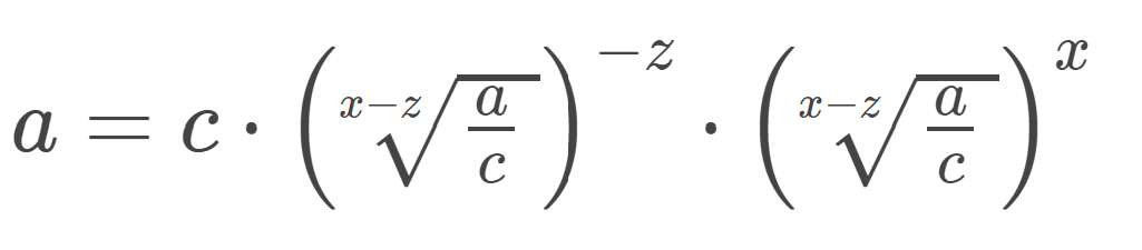 Solved a=c⋅(x−zca)−z⋅(x−zca)x | Chegg.com