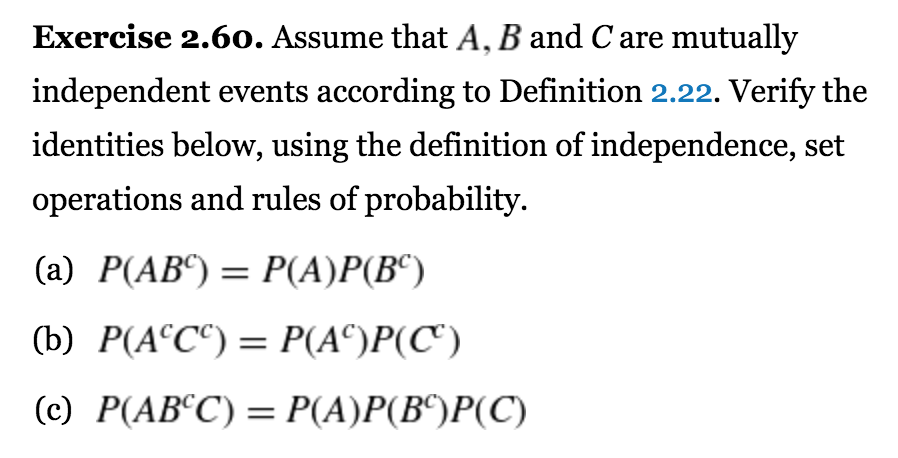 Solved Exercise 2.60. Assume that A B and C are mutually Chegg