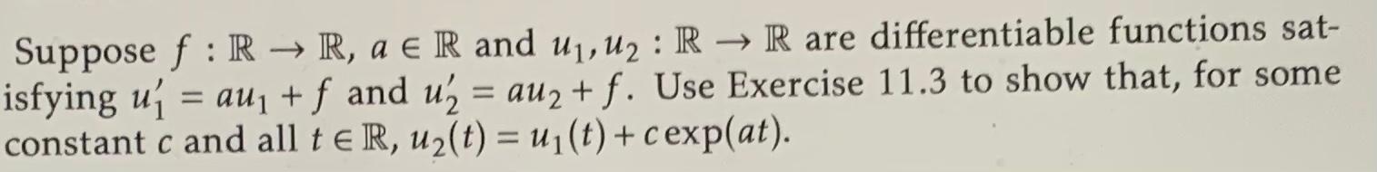 Solved Suppose f:R → R, a € R and u1,u2 : R → R are | Chegg.com